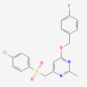 4-(((4-Chlorophenyl)sulfonyl)methyl)-6-((4-fluorobenzyl)oxy)-2-methylpyrimidine