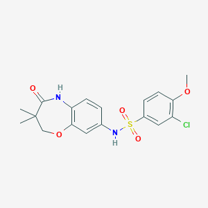 molecular formula C18H19ClN2O5S B2561112 3-chloro-N-(3,3-dimethyl-4-oxo-2,3,4,5-tetrahydrobenzo[b][1,4]oxazepin-8-yl)-4-methoxybenzenesulfonamide CAS No. 922125-73-3