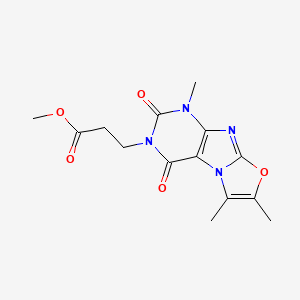 molecular formula C14H16N4O5 B2561157 Methyl 3-(4,7,8-trimethyl-1,3-dioxopurino[8,7-b][1,3]oxazol-2-yl)propanoate CAS No. 899997-62-7