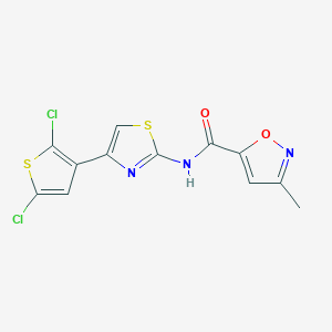 molecular formula C12H7Cl2N3O2S2 B2561162 N-[4-(2,5-dichlorothiophen-3-yl)-1,3-thiazol-2-yl]-3-methyl-1,2-oxazole-5-carboxamide CAS No. 946318-37-2