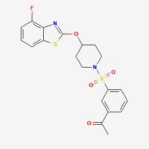 molecular formula C20H19FN2O4S2 B2561163 1-(3-((4-((4-Fluorobenzo[d]thiazol-2-yl)oxy)piperidin-1-yl)sulfonyl)phenyl)ethanone CAS No. 1286713-88-9
