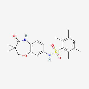molecular formula C21H26N2O4S B2561169 N-(3,3-dimethyl-4-oxo-2,3,4,5-tetrahydrobenzo[b][1,4]oxazepin-8-yl)-2,3,5,6-tetramethylbenzenesulfonamide CAS No. 921998-71-2