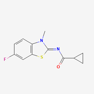 molecular formula C12H11FN2OS B2561181 N-[(2E)-6-fluoro-3-methyl-2,3-dihydro-1,3-benzothiazol-2-ylidene]cyclopropanecarboxamide CAS No. 477510-79-5