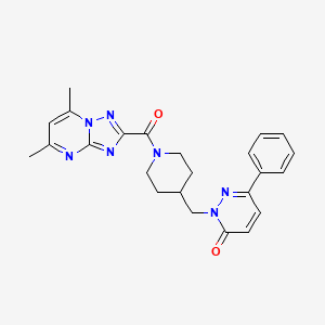 molecular formula C24H25N7O2 B2561197 2-[(1-{5,7-Dimethyl-[1,2,4]triazolo[1,5-a]pyrimidine-2-carbonyl}piperidin-4-yl)methyl]-6-phenyl-2,3-dihydropyridazin-3-one CAS No. 2097928-62-4