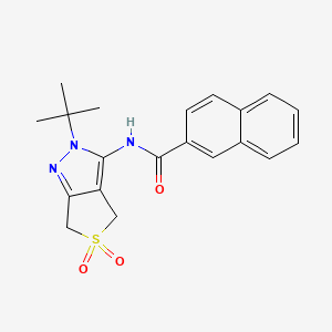 molecular formula C20H21N3O3S B2561229 N-{2-tert-butyl-5,5-dioxo-2H,4H,6H-5lambda6-thieno[3,4-c]pyrazol-3-yl}naphthalene-2-carboxamide CAS No. 681265-23-6