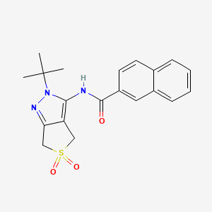 molecular formula C20H21N3O3S B2561229 N-(2-tert-butyl-5,5-dioxo-4,6-dihydrothieno[3,4-c]pyrazol-3-yl)naphthalene-2-carboxamide CAS No. 681265-23-6
