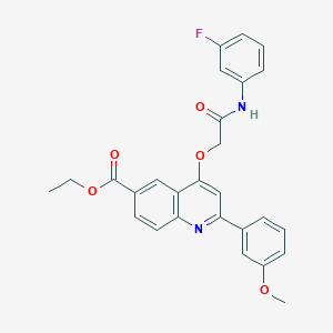 molecular formula C27H23FN2O5 B2561250 ethyl 4-{[(3-fluorophenyl)carbamoyl]methoxy}-2-(3-methoxyphenyl)quinoline-6-carboxylate CAS No. 1114835-27-6