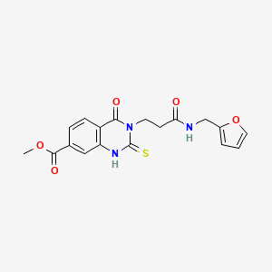 molecular formula C18H17N3O5S B2561304 methyl 3-(2-{[(furan-2-yl)methyl]carbamoyl}ethyl)-4-oxo-2-sulfanylidene-1,2,3,4-tetrahydroquinazoline-7-carboxylate CAS No. 946329-93-7