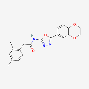 molecular formula C20H19N3O4 B2561313 N-[5-(2,3-dihydro-1,4-benzodioxin-6-yl)-1,3,4-oxadiazol-2-yl]-2-(2,4-dimethylphenyl)acetamide CAS No. 941983-80-8