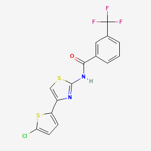 molecular formula C15H8ClF3N2OS2 B2561316 N-[4-(5-chlorothiophen-2-yl)-1,3-thiazol-2-yl]-3-(trifluoromethyl)benzamide CAS No. 330189-80-5