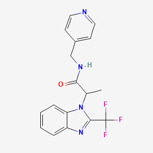 molecular formula C17H15F3N4O B2561323 N-(4-pyridinylmethyl)-2-[2-(trifluoromethyl)-1H-1,3-benzimidazol-1-yl]propanamide CAS No. 439111-84-9