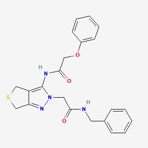 molecular formula C22H22N4O3S B2561325 N-{2-[(benzylcarbamoyl)methyl]-2H,4H,6H-thieno[3,4-c]pyrazol-3-yl}-2-phenoxyacetamide CAS No. 1105217-62-6
