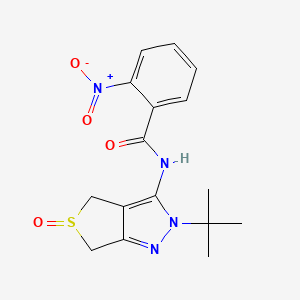 molecular formula C16H18N4O4S B2561340 N-{2-tert-butyl-5-oxo-2H,4H,6H-5lambda4-thieno[3,4-c]pyrazol-3-yl}-2-nitrobenzamide CAS No. 958703-02-1