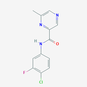 molecular formula C12H9ClFN3O B2561354 N-(4-Chloro-3-fluorophenyl)-6-methylpyrazine-2-carboxamide CAS No. 2415587-08-3