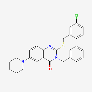3-Benzyl-2-[(3-chlorophenyl)methylsulfanyl]-6-piperidin-1-ylquinazolin-4-one