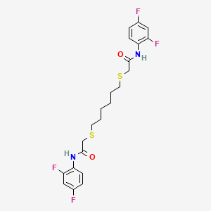 2-((6-((2-(2,4-Difluoroanilino)-2-oxoethyl)sulfanyl)hexyl)sulfanyl)-N-(2,4-difluorophenyl)acetamide