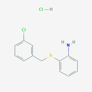 molecular formula C13H13Cl2NS B2561400 {2-[(3-Chlorobenzyl)thio]phenyl}amine hydrochloride CAS No. 1049756-96-8