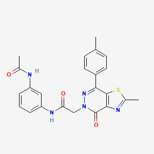 molecular formula C23H21N5O3S B2561414 N-(3-acetamidophenyl)-2-(2-methyl-4-oxo-7-(p-tolyl)thiazolo[4,5-d]pyridazin-5(4H)-yl)acetamide CAS No. 941949-11-7