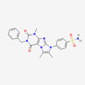 molecular formula C23H22N6O4S B2561421 4-(3-benzyl-1,6,7-trimethyl-2,4-dioxo-3,4-dihydro-1H-imidazo[2,1-f]purin-8(2H)-yl)benzenesulfonamide CAS No. 922468-58-4