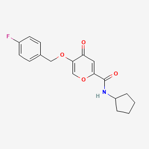 molecular formula C18H18FNO4 B2561425 N-cyclopentyl-5-((4-fluorobenzyl)oxy)-4-oxo-4H-pyran-2-carboxamide CAS No. 1021093-61-7