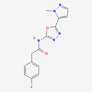 2-(4-fluorophenyl)-N-(5-(1-methyl-1H-pyrazol-5-yl)-1,3,4-oxadiazol-2-yl)acetamide