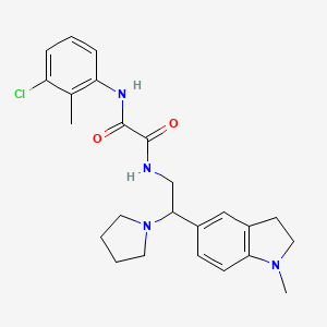 molecular formula C24H29ClN4O2 B2561430 N'-(3-chloro-2-methylphenyl)-N-[2-(1-methyl-2,3-dihydro-1H-indol-5-yl)-2-(pyrrolidin-1-yl)ethyl]ethanediamide CAS No. 922014-51-5