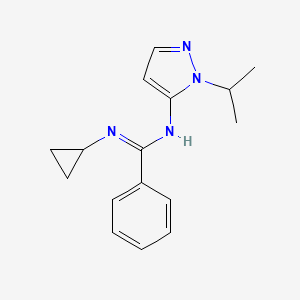 molecular formula C16H20N4 B2561435 N-cyclopropyl-N'-[1-(propan-2-yl)-1H-pyrazol-5-yl]benzenecarboximidamide CAS No. 1006463-51-9