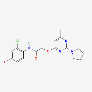 molecular formula C17H18ClFN4O2 B2561437 N-(2-chloro-4-fluorophenyl)-2-((6-methyl-2-(pyrrolidin-1-yl)pyrimidin-4-yl)oxy)acetamide CAS No. 1030097-52-9