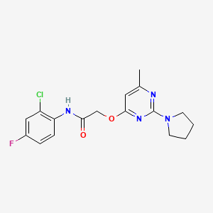 N-(2-chloro-4-fluorophenyl)-2-((6-methyl-2-(pyrrolidin-1-yl)pyrimidin-4-yl)oxy)acetamide
