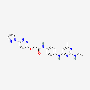 2-((6-(1H-pyrazol-1-yl)pyridazin-3-yl)oxy)-N-(4-((2-(ethylamino)-6-methylpyrimidin-4-yl)amino)phenyl)acetamide