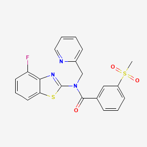molecular formula C21H16FN3O3S2 B2561442 N-(4-fluoro-1,3-benzothiazol-2-yl)-3-methanesulfonyl-N-[(pyridin-2-yl)methyl]benzamide CAS No. 886943-53-9