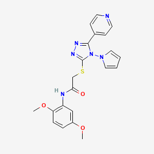 molecular formula C21H20N6O3S B2561451 N-(2,5-dimethoxyphenyl)-2-{[5-(pyridin-4-yl)-4-(1H-pyrrol-1-yl)-4H-1,2,4-triazol-3-yl]sulfanyl}acetamide CAS No. 898352-03-9