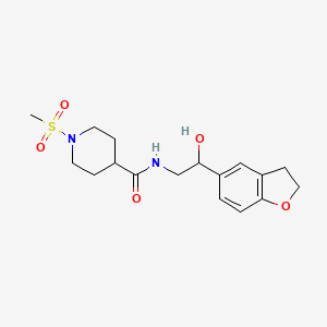 molecular formula C17H24N2O5S B2561470 N-(2-(2,3-dihydrobenzofuran-5-yl)-2-hydroxyethyl)-1-(methylsulfonyl)piperidine-4-carboxamide CAS No. 1705384-41-3