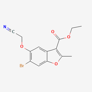 molecular formula C14H12BrNO4 B2561478 Ethyl 6-bromo-5-(cyanomethoxy)-2-methyl-1-benzofuran-3-carboxylate CAS No. 308296-23-3