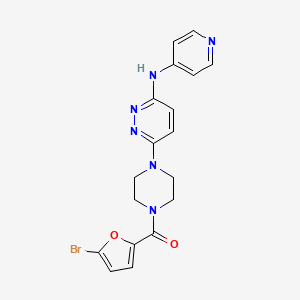 molecular formula C18H17BrN6O2 B2561483 (5-Bromofuran-2-yl)(4-(6-(pyridin-4-ylamino)pyridazin-3-yl)piperazin-1-yl)methanone CAS No. 1021262-25-8