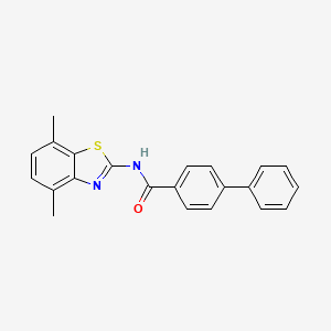 molecular formula C22H18N2OS B2561484 N-(4,7-二甲基苯并[d]噻唑-2-基)-[1,1'-联苯]-4-甲酰胺 CAS No. 900867-14-3