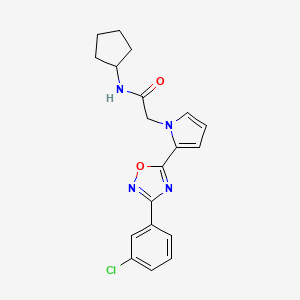 molecular formula C19H19ClN4O2 B2561487 2-{2-[3-(3-chlorophenyl)-1,2,4-oxadiazol-5-yl]-1H-pyrrol-1-yl}-N-cyclopentylacetamide CAS No. 1260904-90-2