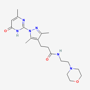 molecular formula C19H28N6O3 B2561497 3-(3,5-dimethyl-1-(4-methyl-6-oxo-1,6-dihydropyrimidin-2-yl)-1H-pyrazol-4-yl)-N-(2-morpholinoethyl)propanamide CAS No. 1172028-47-5