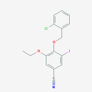 molecular formula C16H13ClINO2 B2561499 4-[(2-Chlorobenzyl)oxy]-3-ethoxy-5-iodobenzonitrile CAS No. 694507-23-8