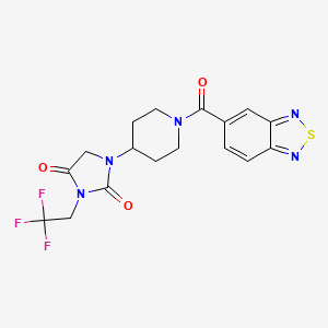 molecular formula C17H16F3N5O3S B2561500 1-[1-(2,1,3-Benzothiadiazole-5-carbonyl)piperidin-4-yl]-3-(2,2,2-trifluoroethyl)imidazolidine-2,4-dione CAS No. 2097862-83-2