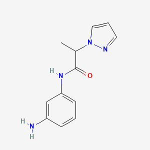 molecular formula C12H14N4O B2561514 N-(3-aminophenyl)-2-(1H-pyrazol-1-yl)propanamide CAS No. 1052547-60-0