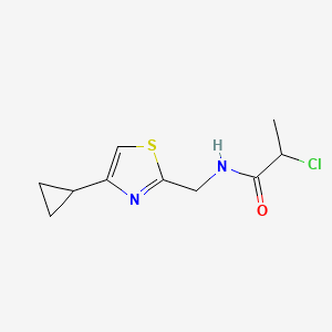 molecular formula C10H13ClN2OS B2561538 2-Chloro-N-[(4-cyclopropyl-1,3-thiazol-2-yl)methyl]propanamide CAS No. 2411297-11-3