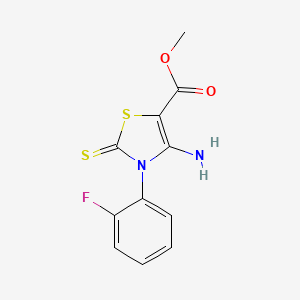 molecular formula C11H9FN2O2S2 B2561542 Methyl 4-amino-3-(2-fluorophenyl)-2-sulfanylidene-1,3-thiazole-5-carboxylate CAS No. 689772-56-3
