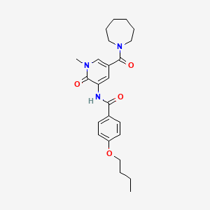 N-(5-(azepane-1-carbonyl)-1-methyl-2-oxo-1,2-dihydropyridin-3-yl)-4-butoxybenzamide
