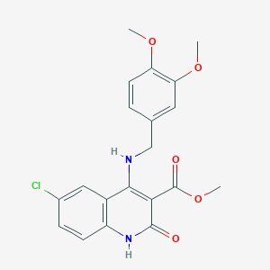 molecular formula C20H19ClN2O5 B2561545 Methyl 6-chloro-4-((3,4-dimethoxybenzyl)amino)-2-oxo-1,2-dihydroquinoline-3-carboxylate CAS No. 1251584-05-0