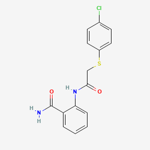 molecular formula C15H13ClN2O2S B2561546 2-{2-[(4-chlorophenyl)sulfanyl]acetamido}benzamide CAS No. 359608-71-2