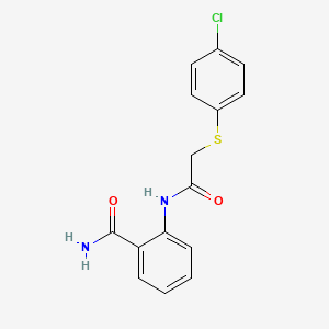 molecular formula C15H13ClN2O2S B2561546 2-({[(4-氯苯基)硫代基]乙酰}氨基)苯甲酰胺 CAS No. 359608-71-2