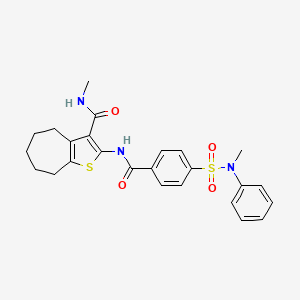 molecular formula C25H27N3O4S2 B2561548 N-methyl-2-(4-(N-methyl-N-phenylsulfamoyl)benzamido)-5,6,7,8-tetrahydro-4H-cyclohepta[b]thiophene-3-carboxamide CAS No. 868965-83-7