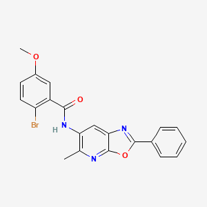 molecular formula C21H16BrN3O3 B2561550 2-溴-5-甲氧基-N-(5-甲基-2-苯基恶唑并[5,4-b]吡啶-6-基)苯甲酰胺 CAS No. 2034423-38-4