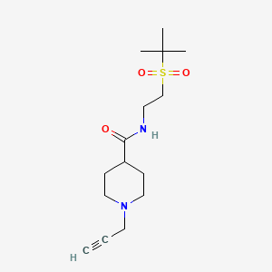 molecular formula C15H26N2O3S B2561554 N-(2-叔丁基磺酰乙基)-1-炔丙基哌啶-4-甲酰胺 CAS No. 1385334-38-2